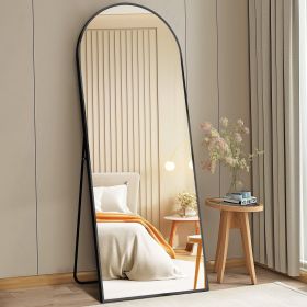 71"x26" Arched Full Length Mirror, Aluminum Alloy Frame Ensures Stability, Standing Design for Bedroom, Black