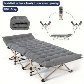 75-inch heavy-duty  folding bed,single bed 10-leg design for stable support, portable camping bed with side pockets and mattress