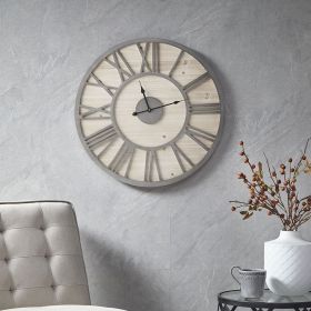 23.6" Wood Wall Clock Natural/Grey See below