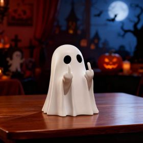 Halloween Ghost Figurine - Spooky Resin Ghost Statue, Funny Cute Ghost Ornaments for Halloween Decorations, Porch and Indoor Home Office Desk Dec (Color: Middle Finger Ghost)