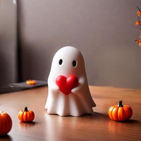 Halloween Ghost Figurine - Spooky Resin Ghost Statue, Funny Cute Ghost Ornaments for Halloween Decorations, Porch and Indoor Home Office Desk Dec (Color: Love Heart Ghost)