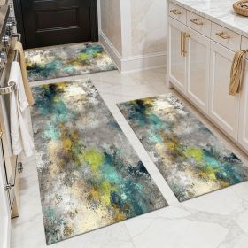 Three-piece kitchen rug set, non-slip and washable, abstract pattern kitchen hallway rug, soft and comfortable, suitable for sinks, floors, entra (Main Material: Polyester, Main Color: White)